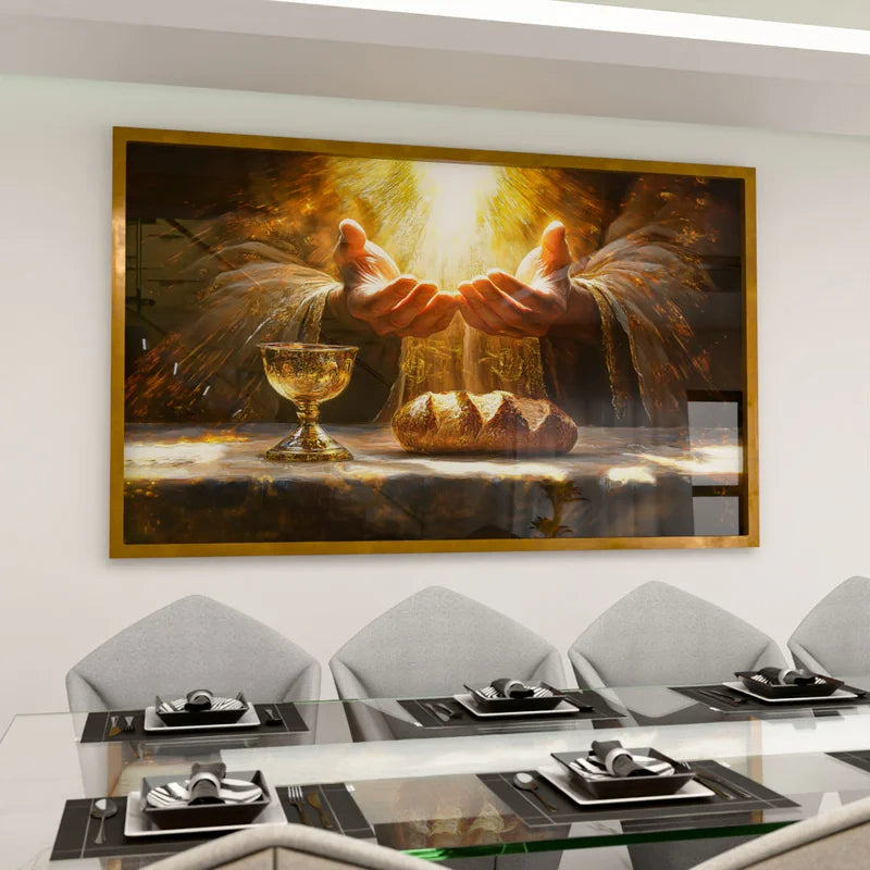 Quadro Pão e Vinho Abençoado – Arte Religiosa Decorativa da Eucaristia