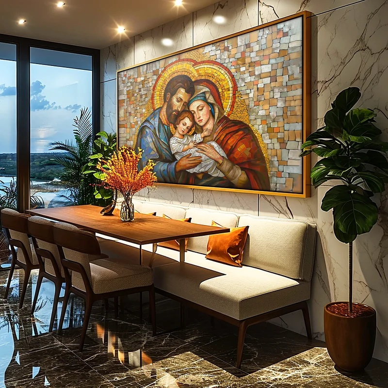 Quadro Sagrada Família de Nazaré - Arte Religiosa Decorativa em Alta Definição