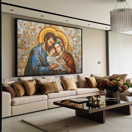 Quadro Sagrada Família de Nazaré - Arte Religiosa Decorativa em Alta Definição