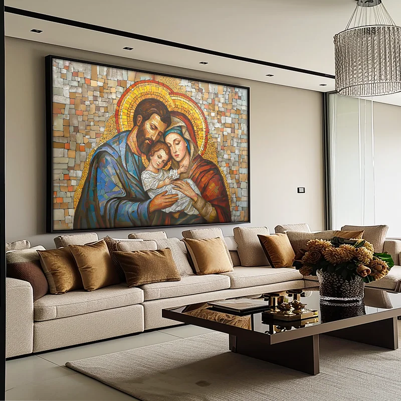 Quadro Sagrada Família de Nazaré - Arte Religiosa Decorativa em Alta Definição