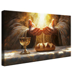 Quadro Pão e Vinho Abençoado – Arte Religiosa Decorativa da Eucaristia