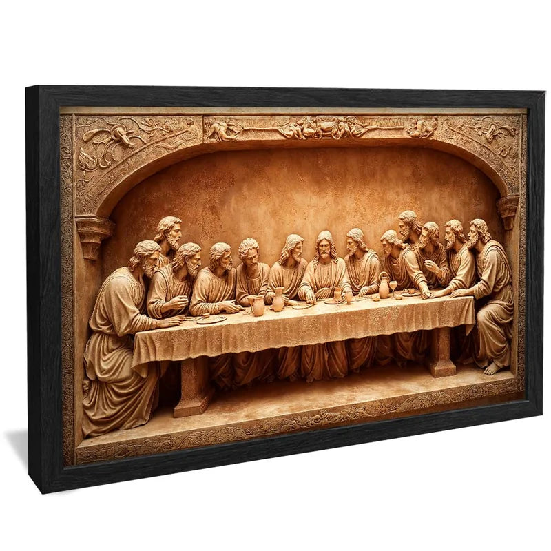 Quadro Santa Ceia Entalhado – Arte Sacra em Alto Relevo